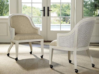 Home Ocean Breeze Bayview Upholstered Dining Armchair with Casters in Caribbean Sands