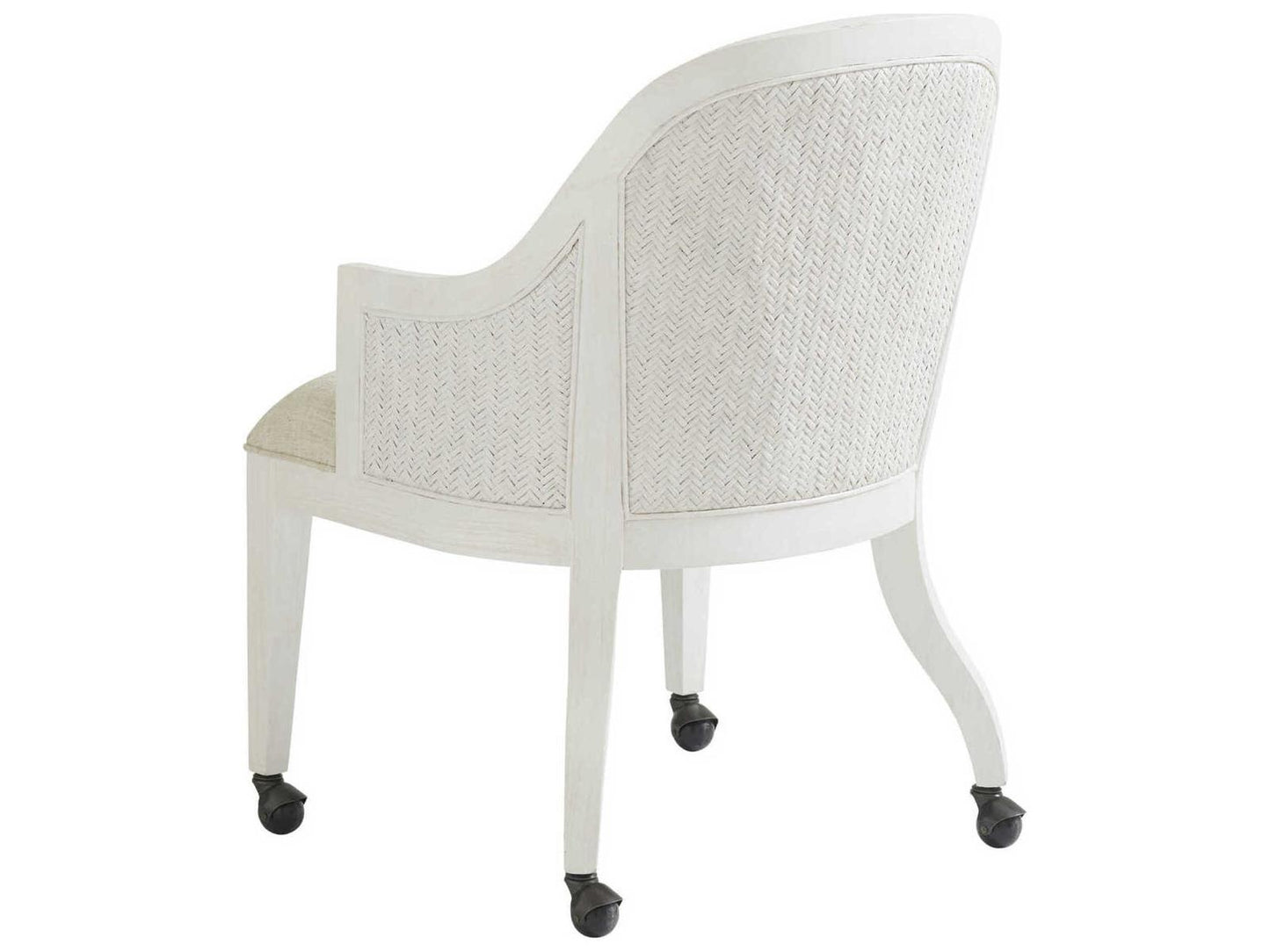 Home Ocean Breeze Bayview Upholstered Dining Armchair with Casters in Caribbean Sands