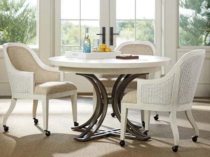 Home Ocean Breeze Bayview Upholstered Dining Armchair with Casters in Caribbean Sands
