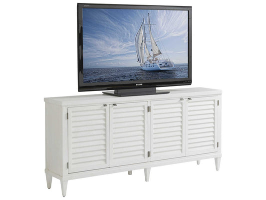 Ocean Breeze Lantern Bay Media Console in Shell White