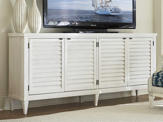 Ocean Breeze Lantern Bay Media Console in Shell White