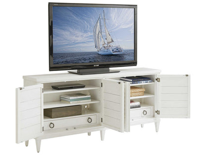 Ocean Breeze Lantern Bay Media Console in Shell White