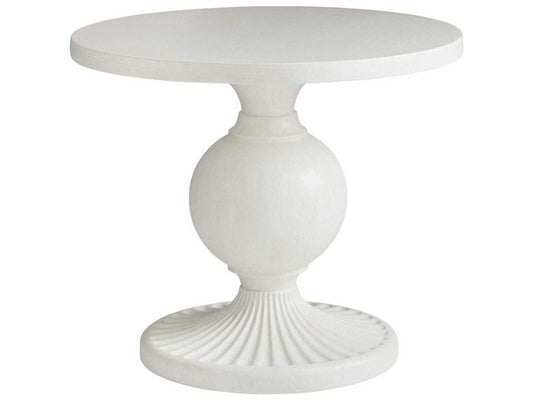 Ocean Breeze Marco Round Center Table in Shell White Wood