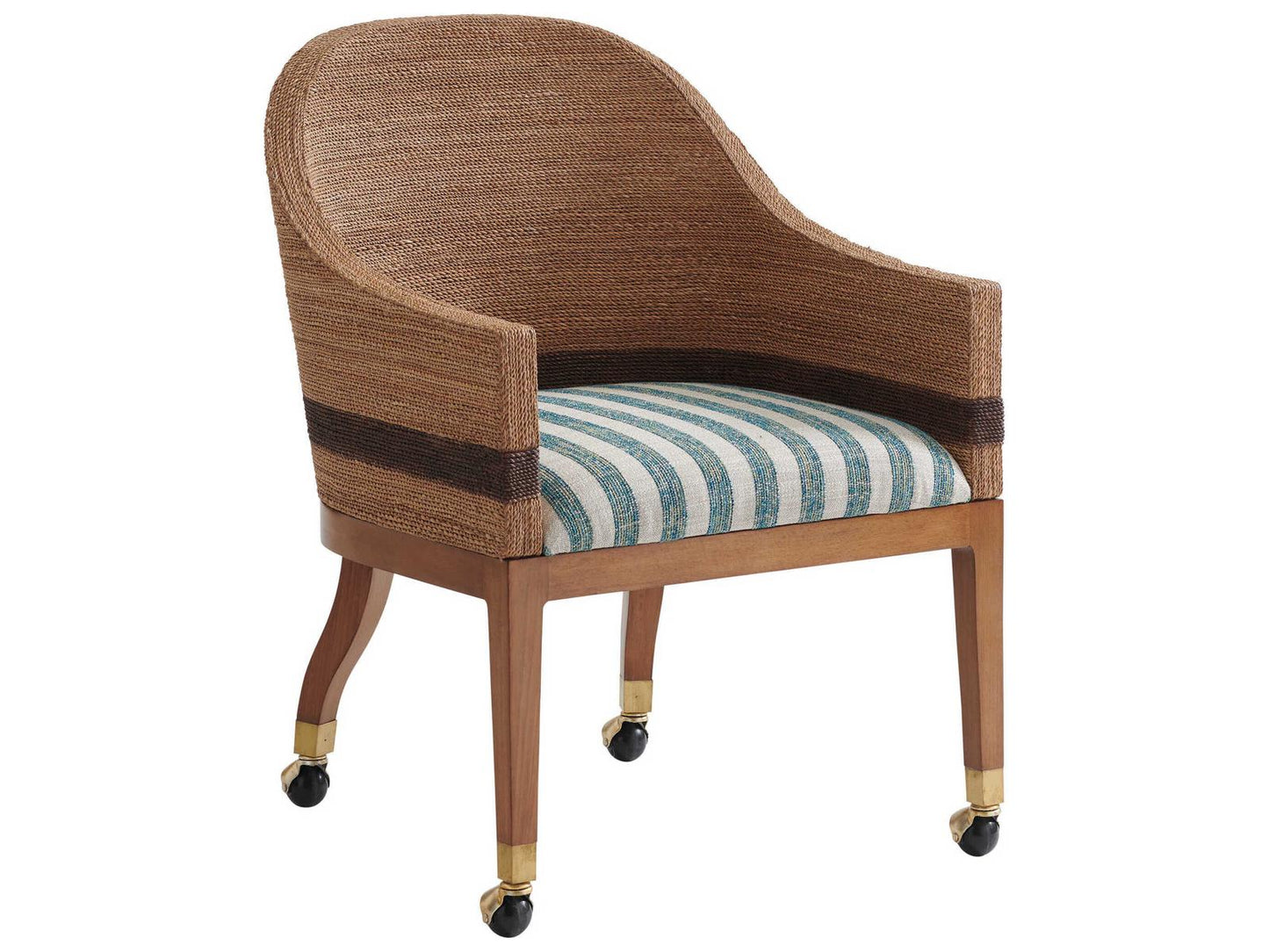 Palm Desert Dorian Woven Dining Arm Chair in Sundrenched Sierra Tan