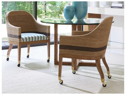 Palm Desert Dorian Woven Dining Arm Chair in Sundrenched Sierra Tan