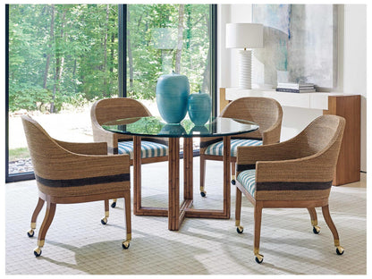 Palm Desert Dorian Woven Dining Arm Chair in Sundrenched Sierra Tan