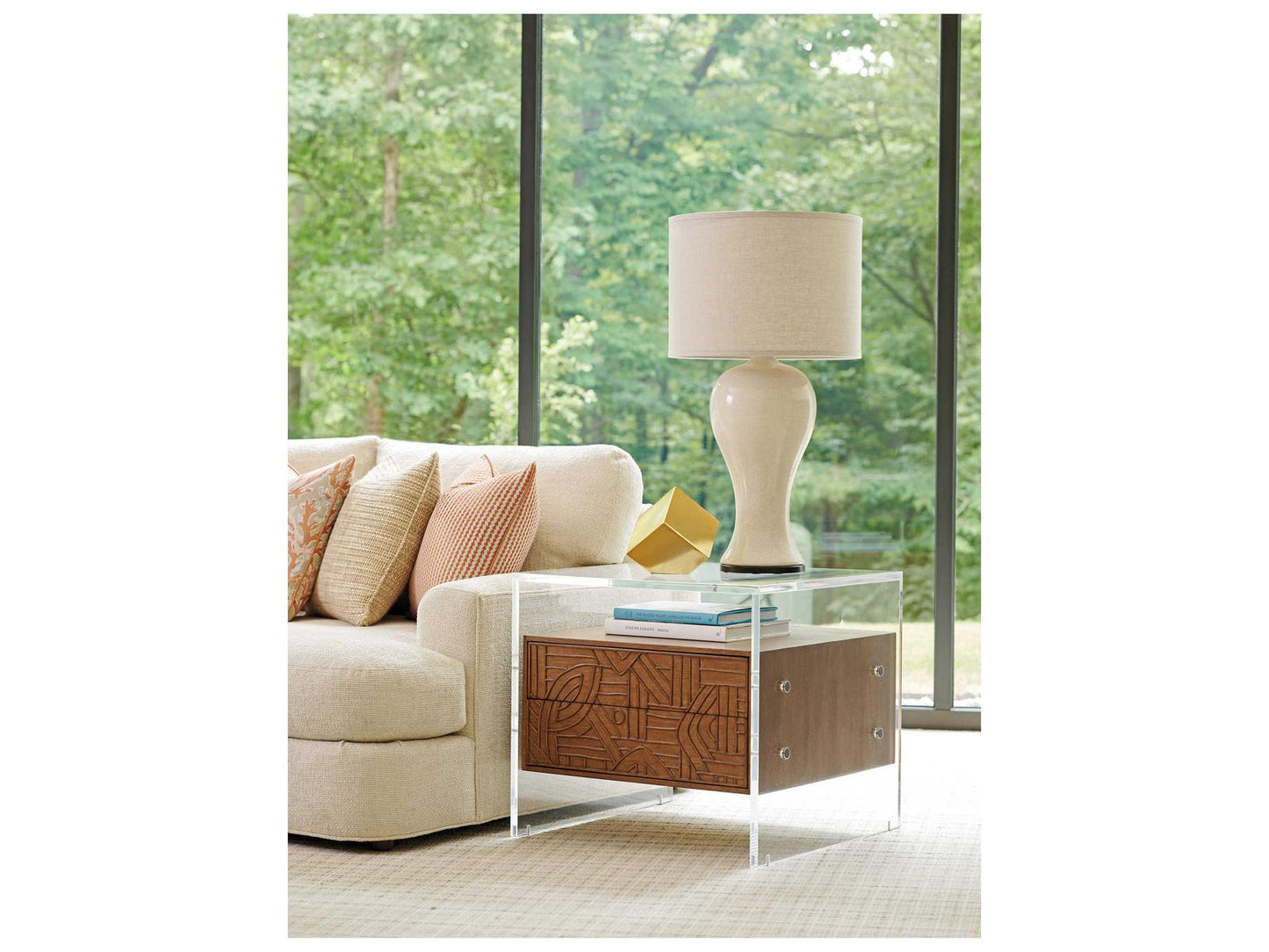 Palm Desert Arden Acrylic End Table with Two Drawers