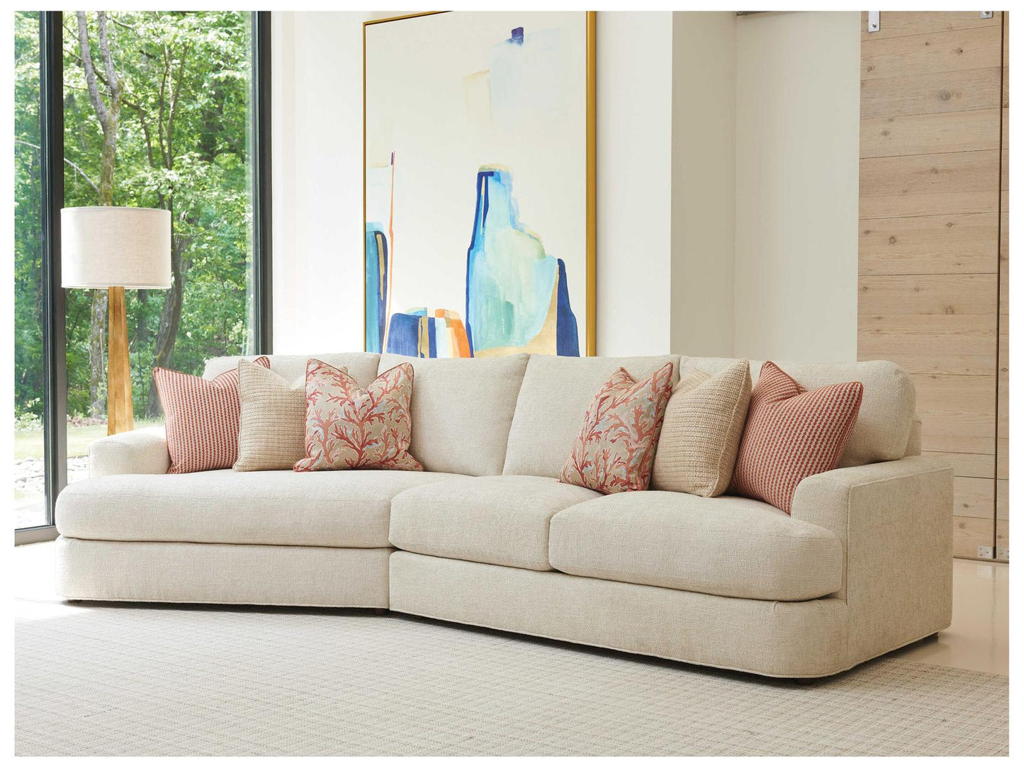 Palm Desert White Upholstered LAF Lansing Sectional Sofa