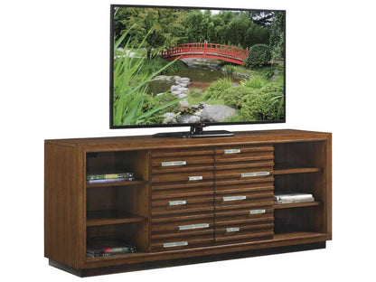 Island Fusion Princeville Media Console in Dark Walnut