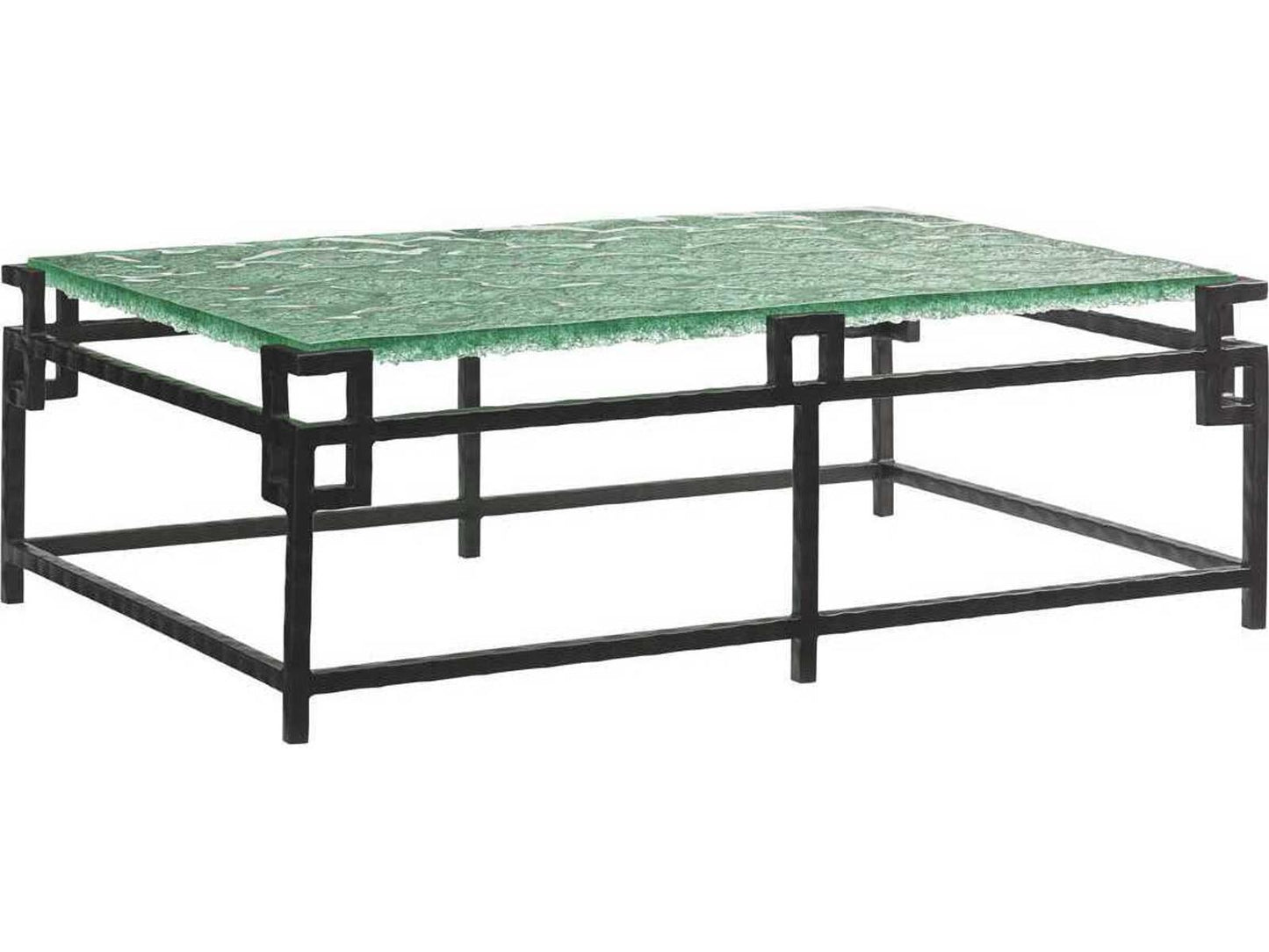 Island Fusion Hermes Reef Rectangle Coffee Table in Black and Glass