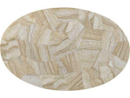 Island Fusion Banyan Oval Accent Table with Stone Top and Dark Walnut Finish