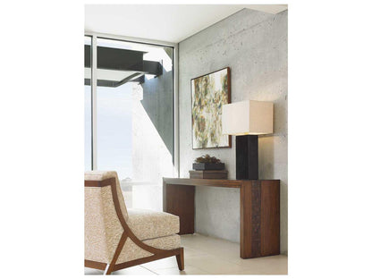 Home Island Fusion Turtle Island Console Table in Dark Walnut