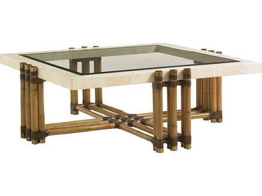 Twin Palms Weston Square Coffee Table with Cordova Stone Top