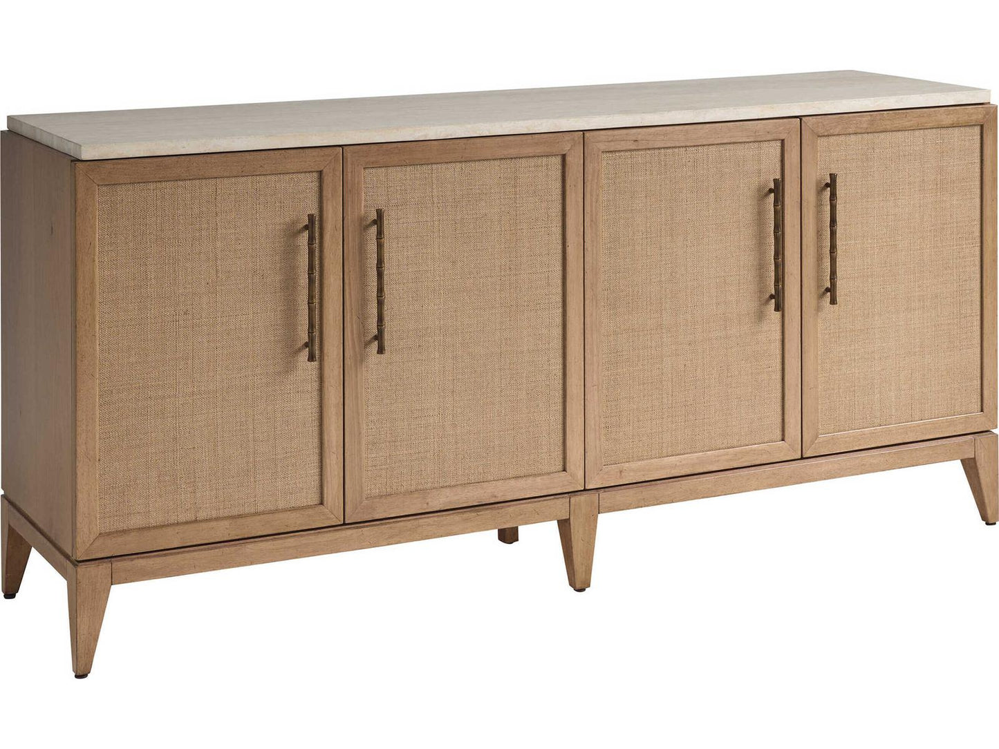 Key Biscayne Biscayne Landing Buffet with Travertine Top and Raffia Panels