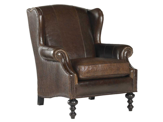 Royal Kahala Batik Leather Wing Chair
