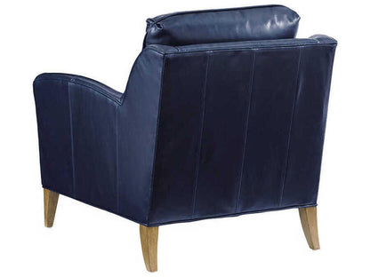 Twin Palms Coconut Grove Blue Leather Accent Chair in Seabreeze Finish
