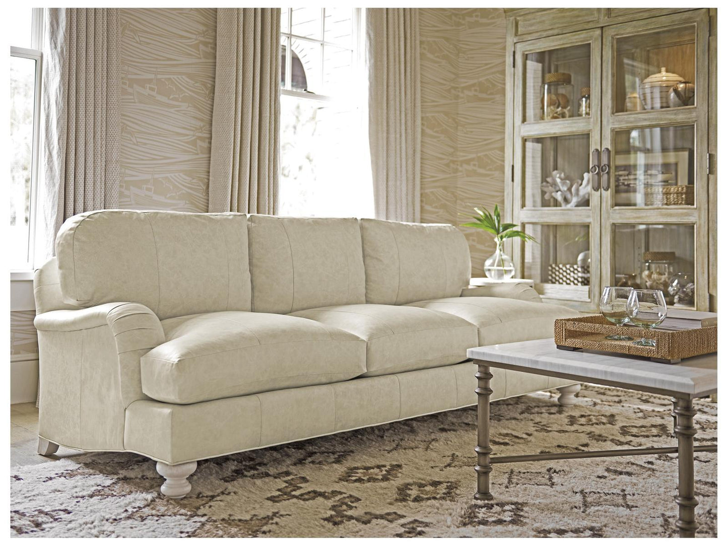 Ocean Breeze White Leather Sofa