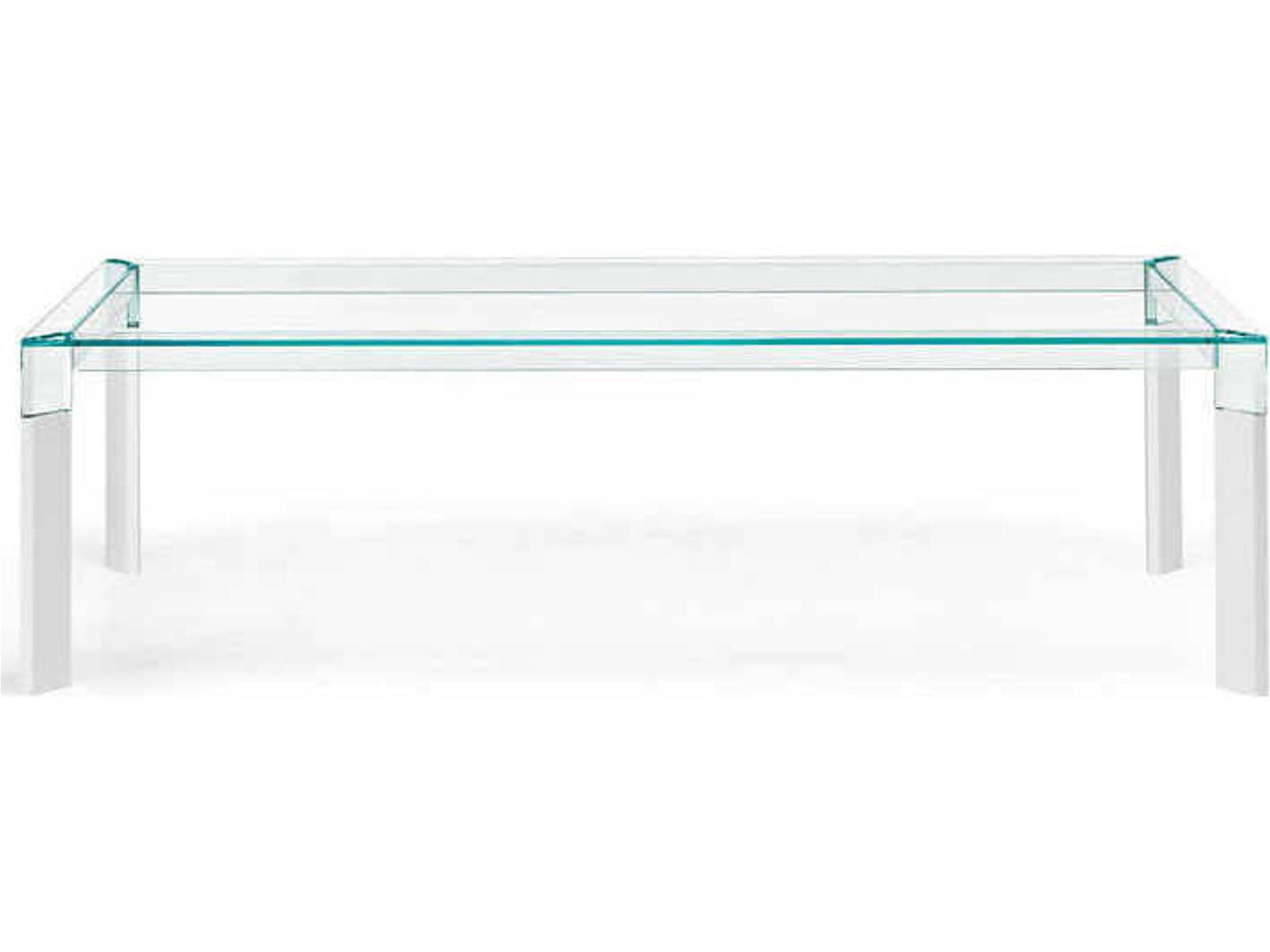 Perseo Rectangle Extra Clear Glass Dining Table with Customizable Wood Legs