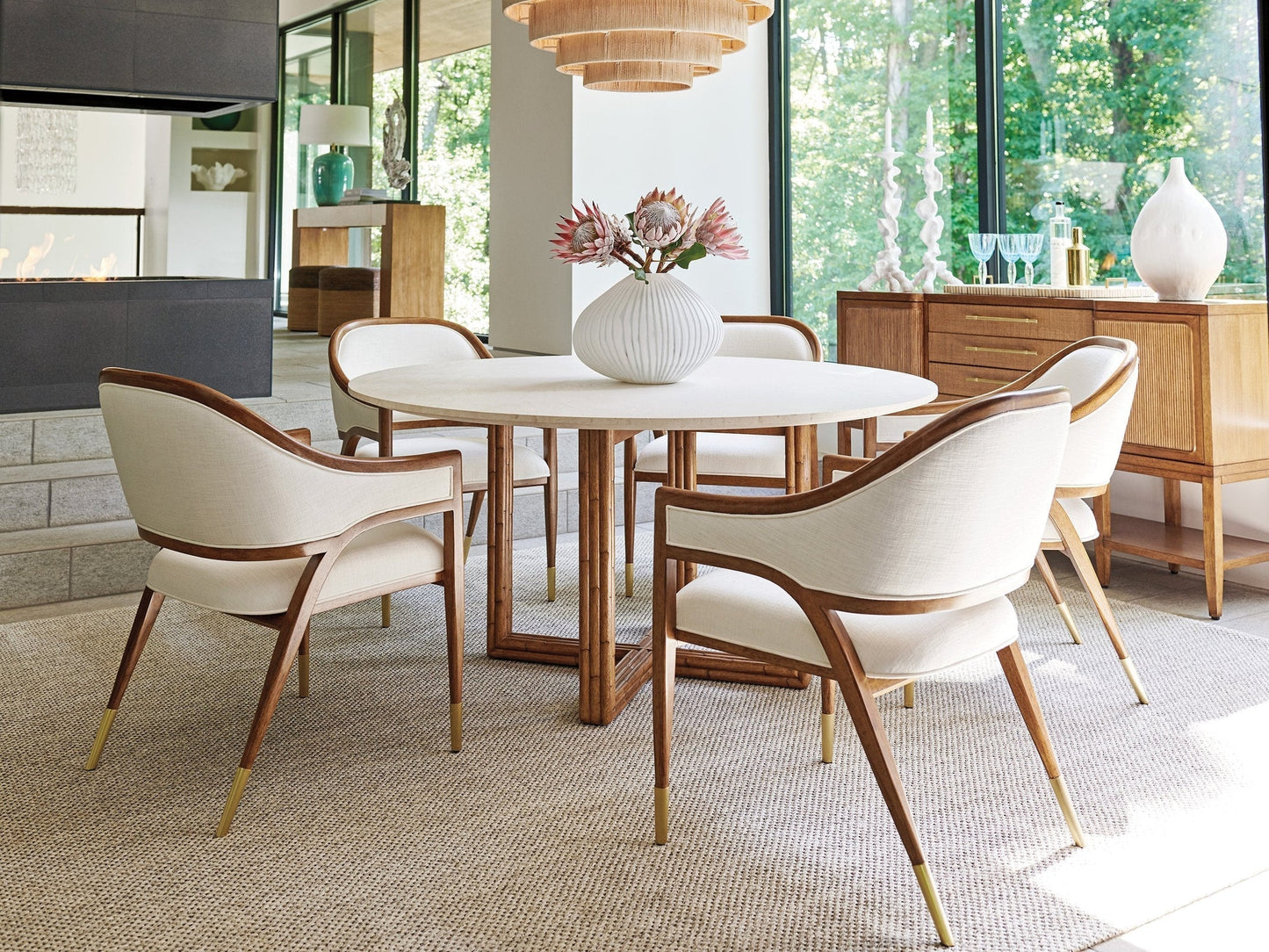 Tommy Bahama Home Palm Desert Woodard Marble Top Dining Table