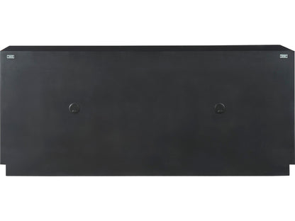 Modern Noir Credenza with Carved Wood Doors and Iron Frame