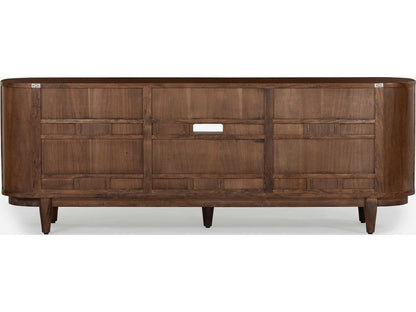 Canggu 84-Inch Media Stand Porto Dark Finish with Woven Cane Doors