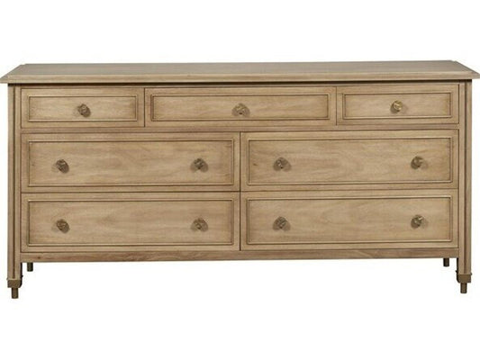 Reflection 7-Drawer Double Dresser in Latte with Brass Hardware