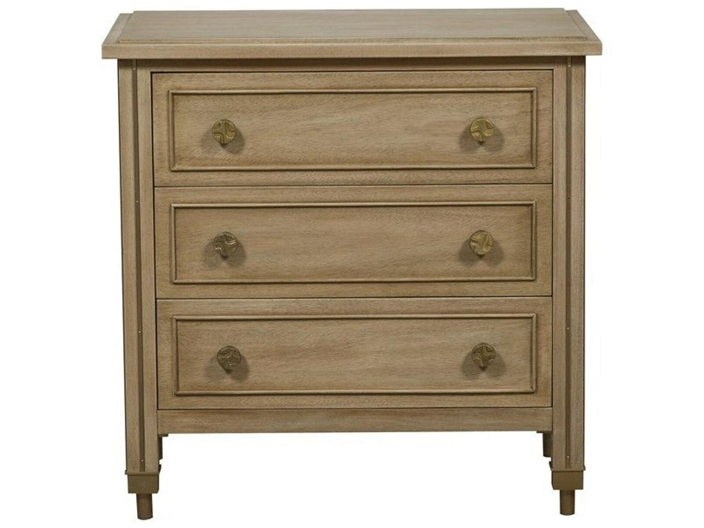 Reflection 3-Drawer Nightstand in Latte with Brass Accents
