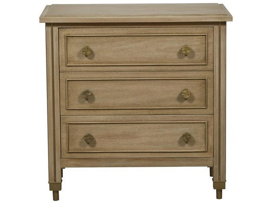 Reflection 3-Drawer Nightstand in Latte with Brass Accents