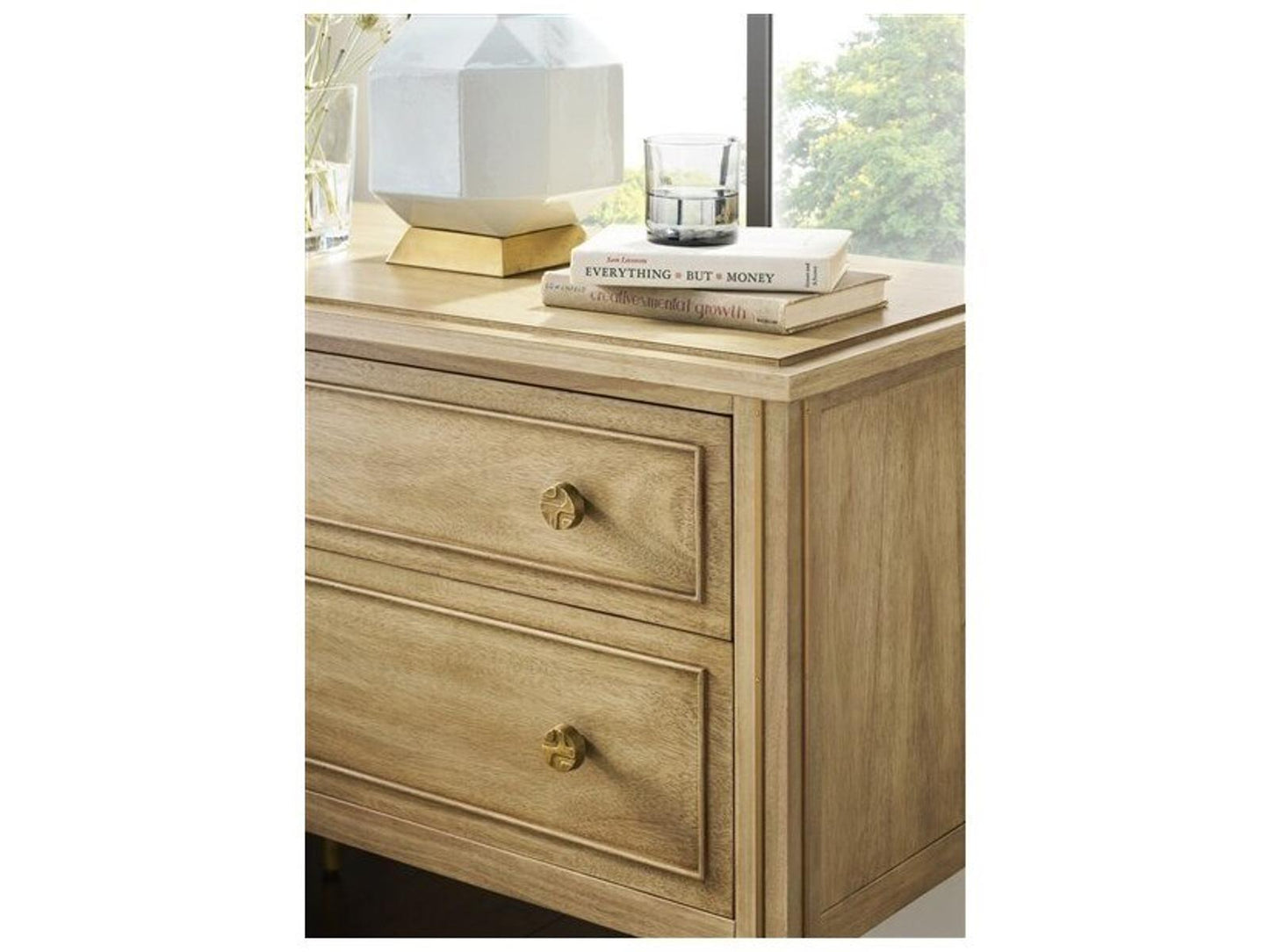 Reflection 2-Drawer Nightstand in Latte Bleached Mahogany