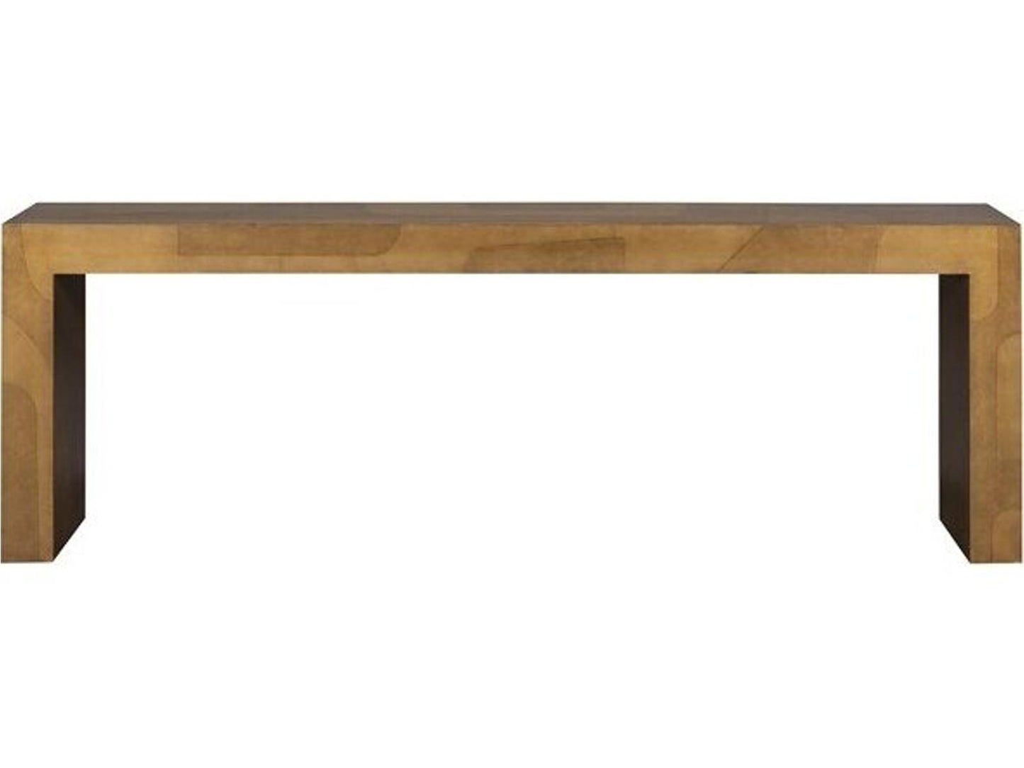 Calder Rectangular Wood Console Table with Dual Tone Brass Finish