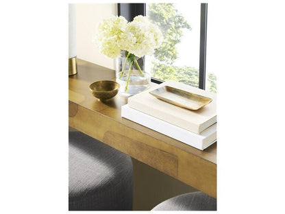 Calder Rectangular Wood Console Table with Dual Tone Brass Finish