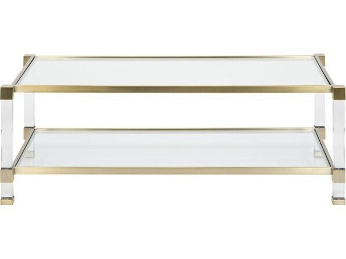 New Field Rectangular Glass Coffee Table with Satin Brass