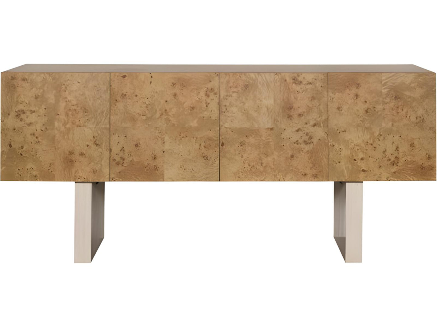 Edge Buffet in Camel with Travertine Base and Satin Brass Accents