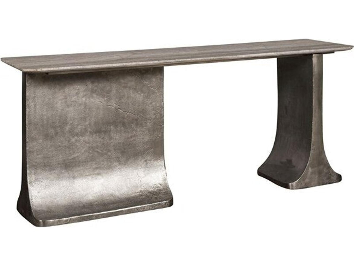 Reveal Rectangular Console Table with Honed Warm Grey Marble Top