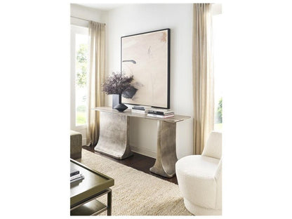 Reveal Rectangular Console Table with Honed Warm Grey Marble Top