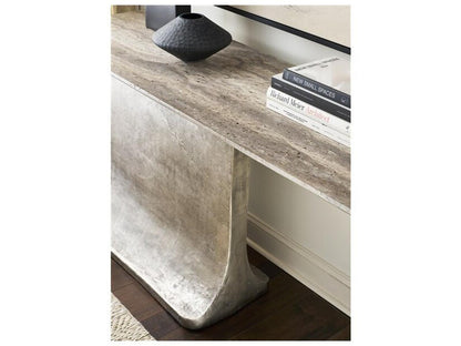Reveal Rectangular Console Table with Honed Warm Grey Marble Top