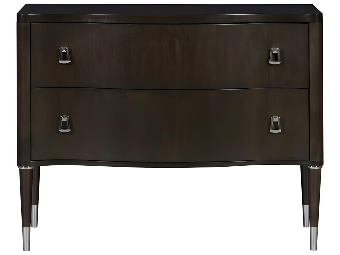 Lillet Two-Drawer Nightstand in Merino Shadow with Polished Nickel Hardware