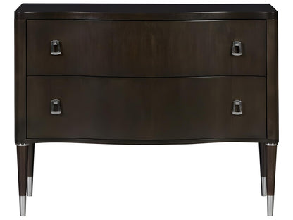 Lillet Two-Drawer Nightstand in Merino Shadow with Polished Nickel Hardware