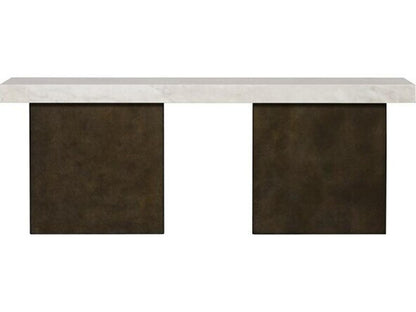 Santa Cruz Rectangle Marble Console Table with Dark Bronze Base