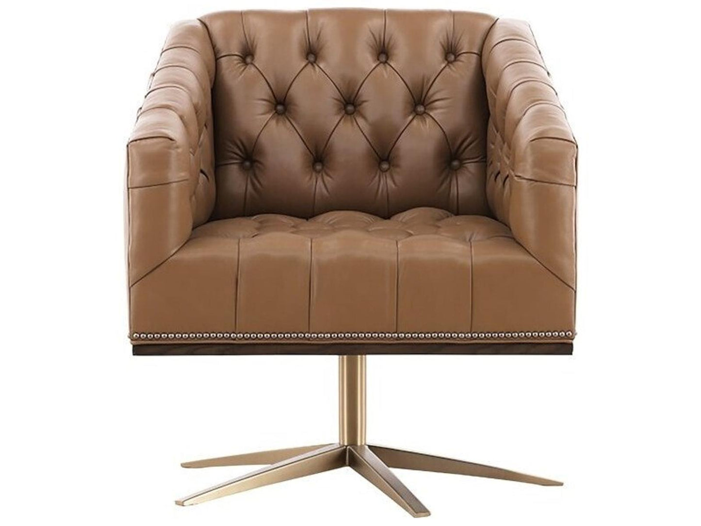 Michael Weiss Ashton Swivel Accent Chair in Brown Leather