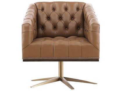 Michael Weiss Ashton Swivel Accent Chair in Brown Leather