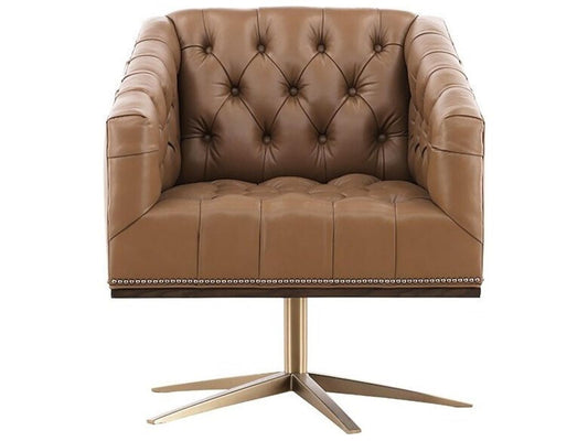 Michael Weiss Ashton Swivel Accent Chair in Brown Leather