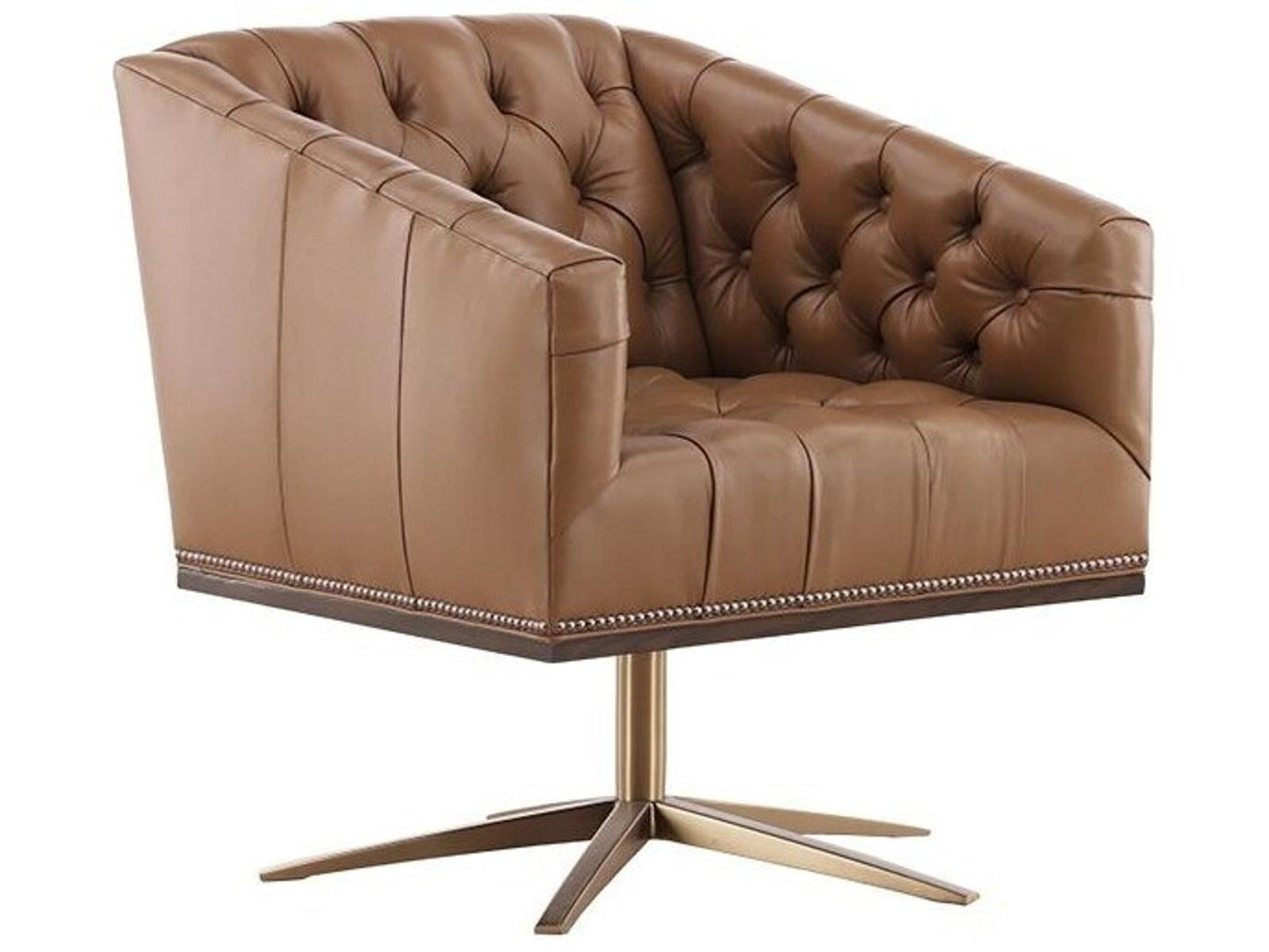 Michael Weiss Ashton Swivel Accent Chair in Brown Leather