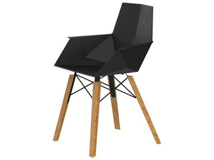Faz Wood Black Arm Dining Chair Set of 4 with Beech Wood Legs