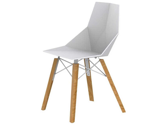 Faz Wood White Side Dining Chair Set of 4 with Beech Wood Legs