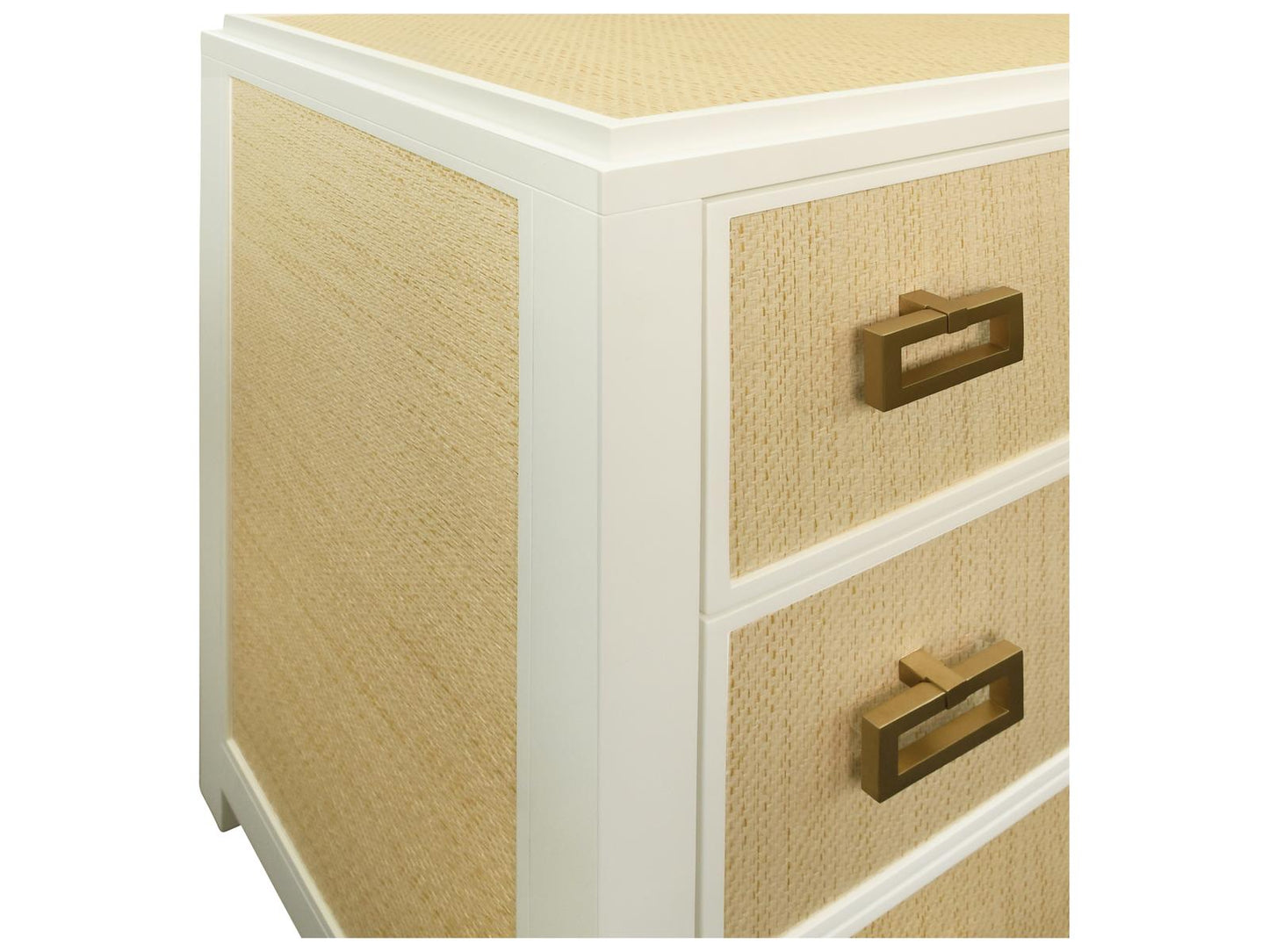 Atticus 6-Drawer Dresser with Matte White Lacquer and Natural Grasscloth