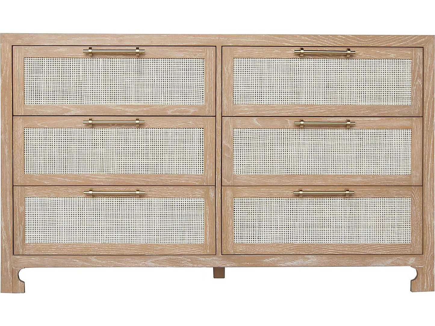 Carla 6-Drawer Dresser with Cerused Oak and Cane