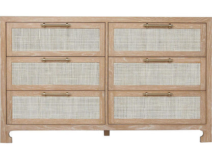 Carla 6-Drawer Dresser with Cerused Oak and Cane
