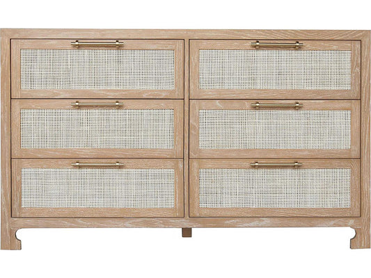Carla 6-Drawer Dresser with Cerused Oak and Cane