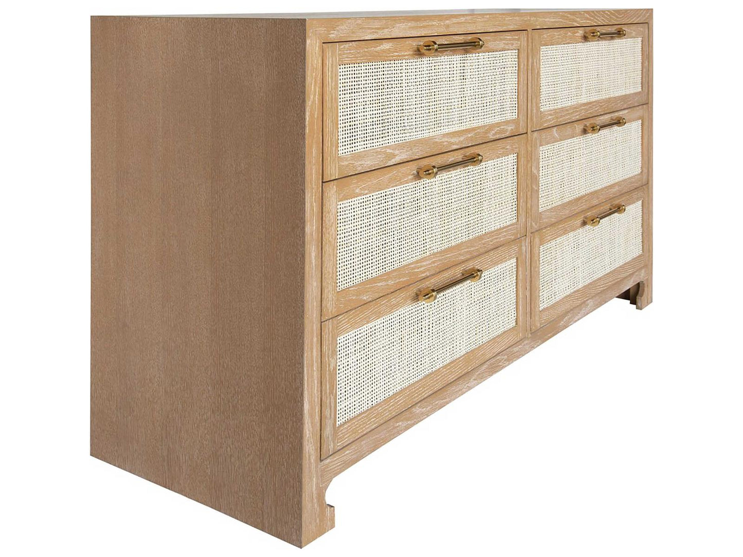 Carla 6-Drawer Dresser with Cerused Oak and Cane